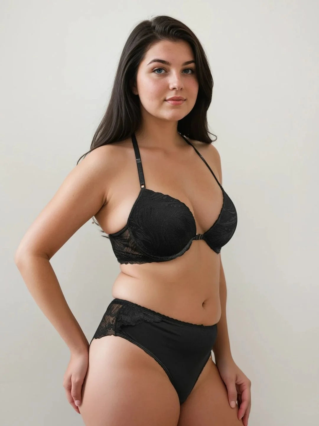 Thrill Black Lace Front Hook Lingerie Set