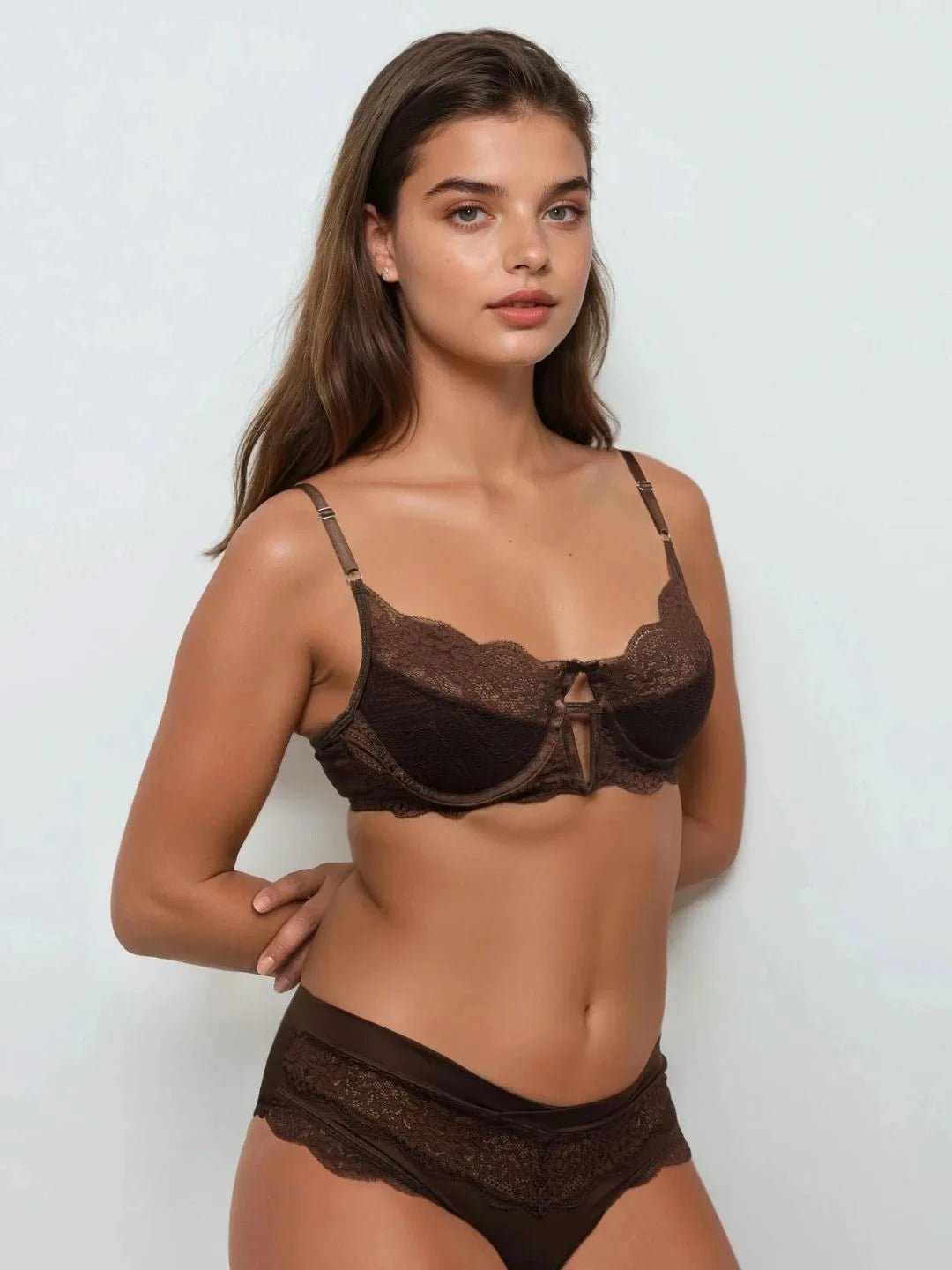 Fairy Lace Brown Wired Lingerie Set