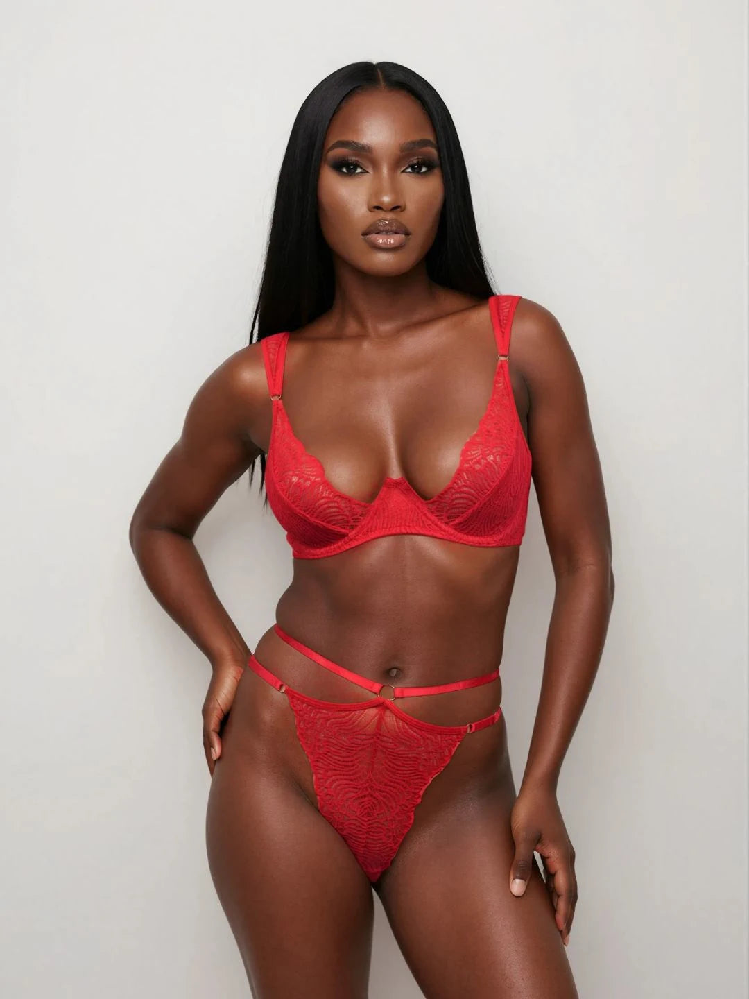 Bound Affair Red Lace Underwired Lingerie Set