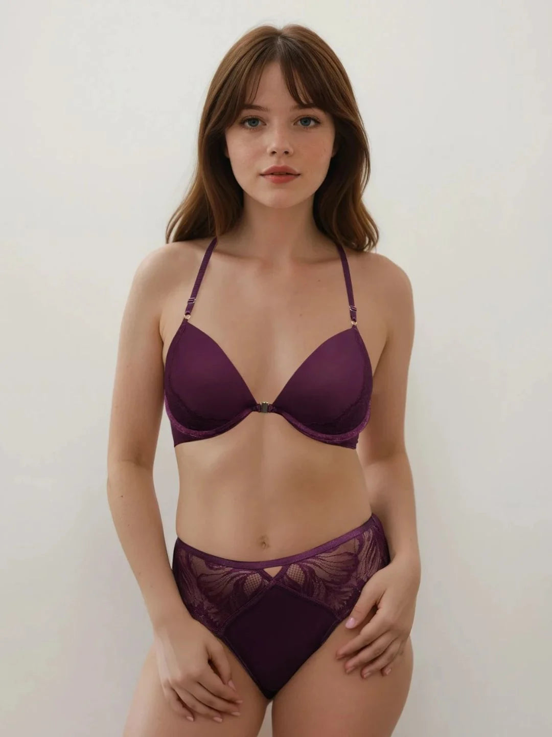 Velvet Dawn Purple Lace Push-Up Lingerie Set