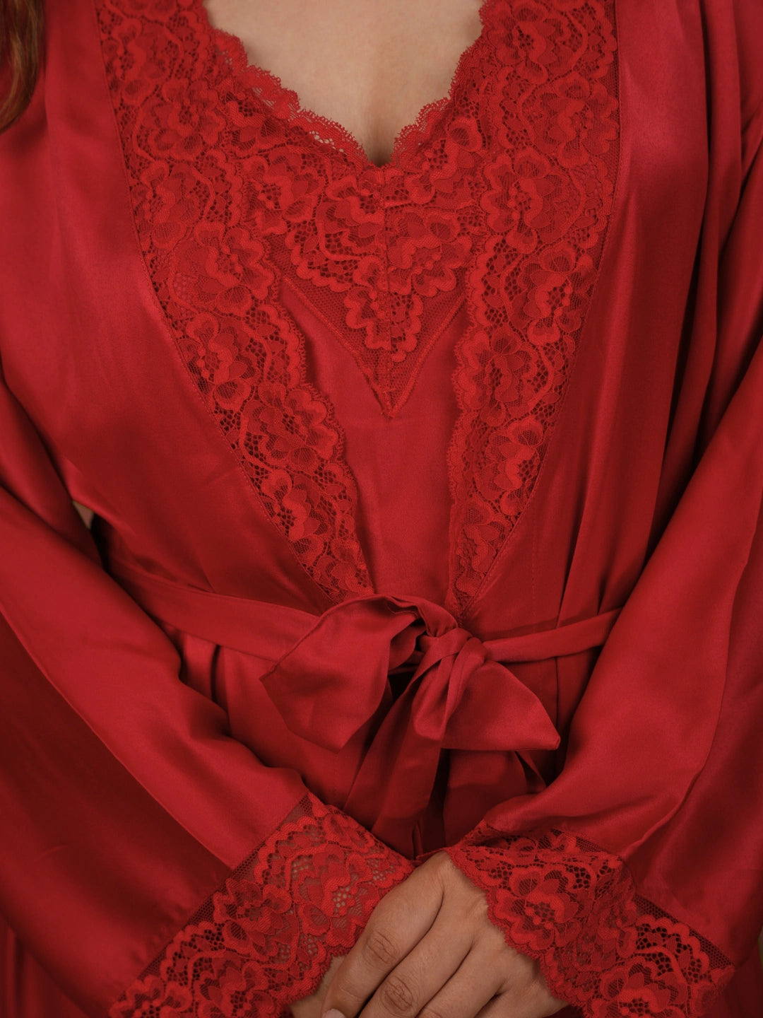 Flair Affair Full Length Night Gown with Red Robe
